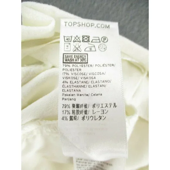 TopShop Pants Womens 10 White Slacks Relaxed Fit Tapered Stretch Casual - Picture 10 of 10